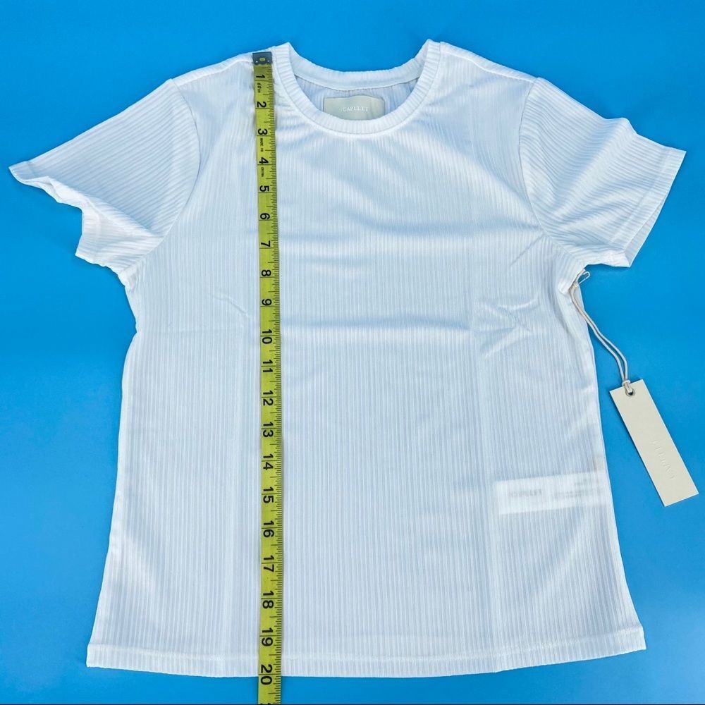 Capulet Jasmine White Ribbed Shiny Baby Tee Small NEW - Picture 9 of 12
